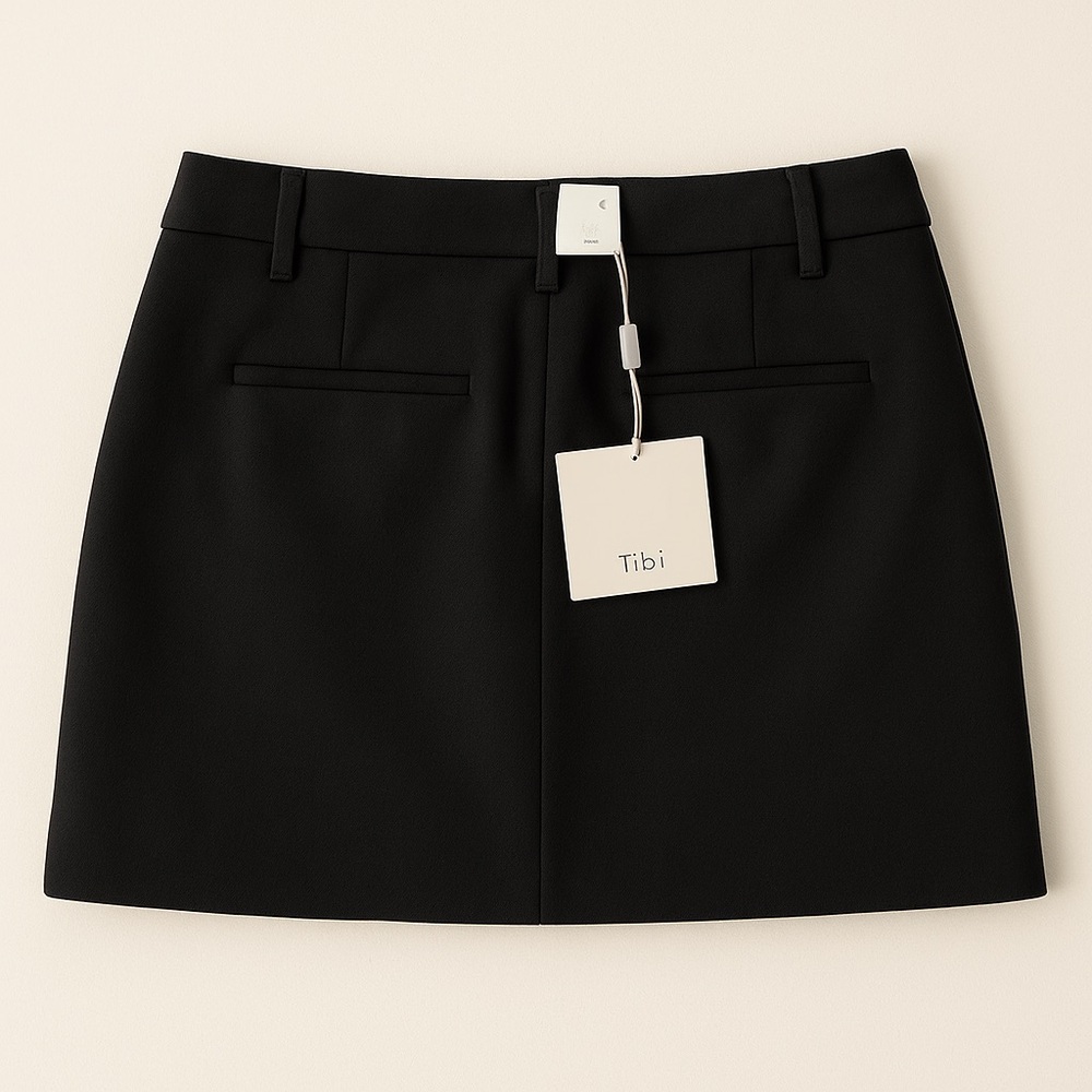 Tibi Heavy Wool Plaid Mini Skirt – Black, Size 4 (NWT)